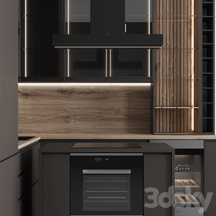 Kitchen No. 62 Chocolate 3DS Max Model - thumbnail 2