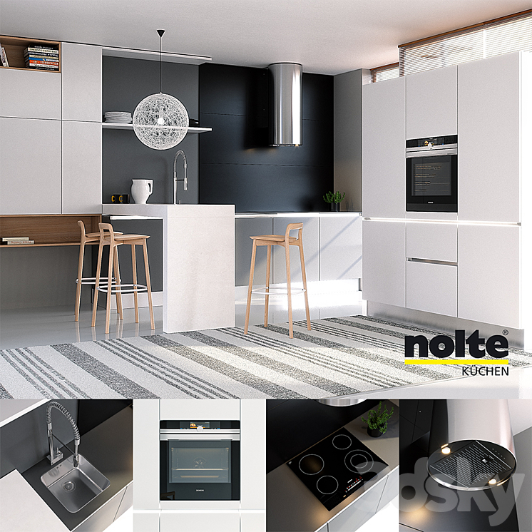 Kitchen NOLTE Glas Tec Satin + Sigma Lack (vray GGX corona PBR) 3DS Max - thumbnail 1