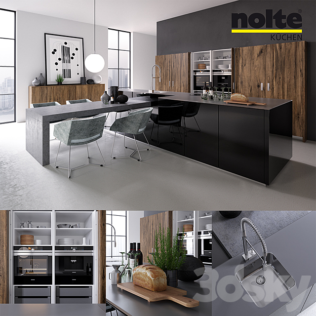 Kitchen NOLTE Legno (vray GGX. corona PBR) 3DSMax File - thumbnail 1