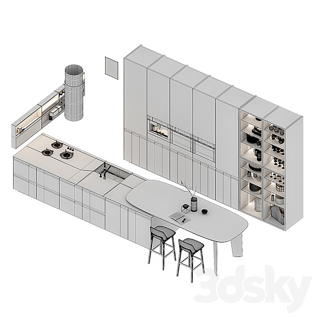 Kitchen Poliform Shape EUROCUCINA 2018 (vray GGX. corona PBR) 3DSMax File - thumbnail 3