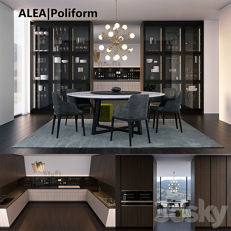 Kitchen Poliform Varenna Alea 2 (vray GGX corona PBR) 3DS Max - thumbnail 1