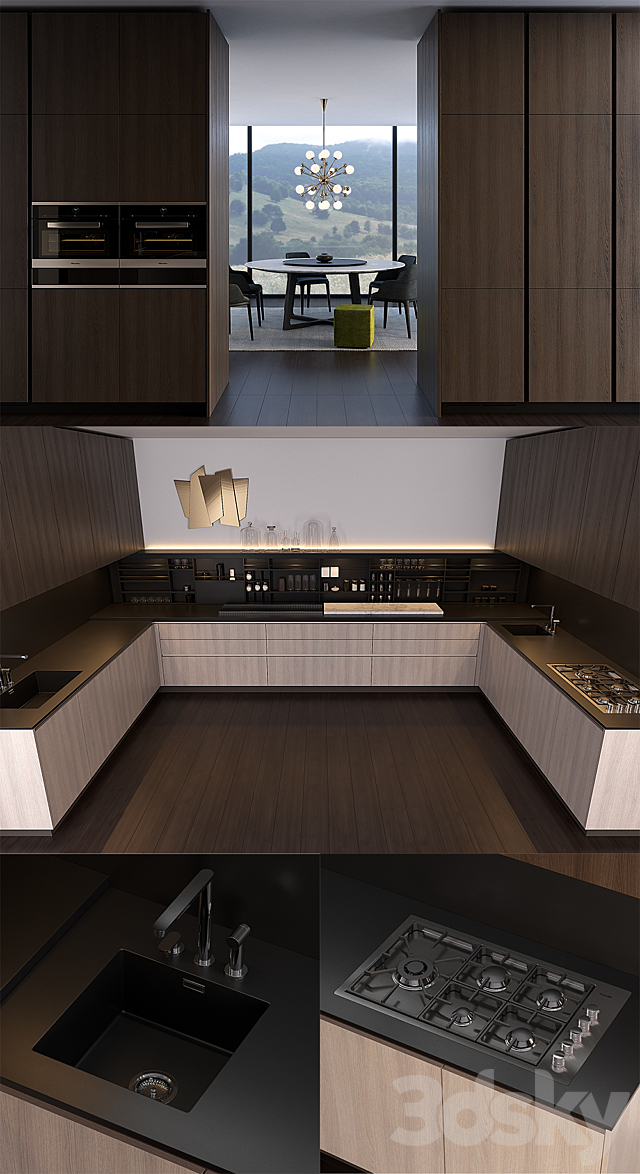 Kitchen Poliform Varenna Alea 2 (vray GGX corona PBR) 3DS Max Model - thumbnail 2