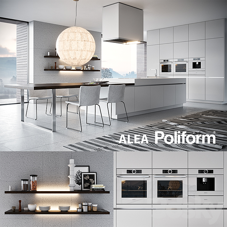 Kitchen Poliform Varenna Alea 3 (vray GGX corona PBR) 3DS Max - thumbnail 1