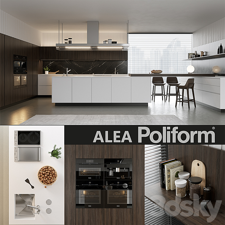 Kitchen Poliform Varenna Alea 4 (vray GGX corona PBR) 3DS Max - thumbnail 1