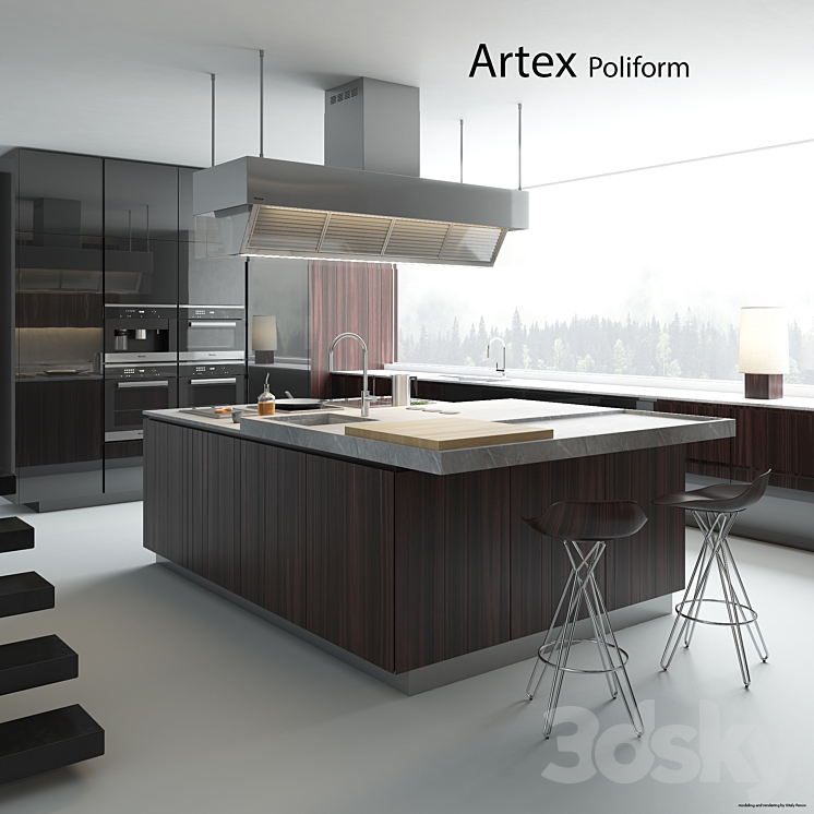 Kitchen Poliform Varenna Artex 2 3DS Max - thumbnail 1