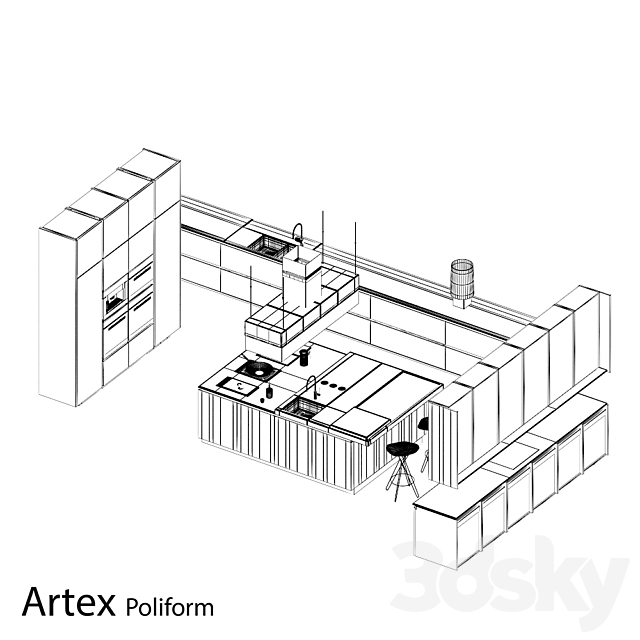 Kitchen Poliform Varenna Artex 2 3DSMax File - thumbnail 3