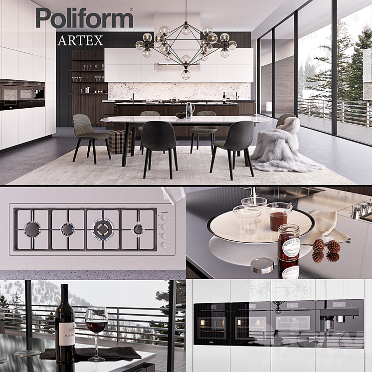 Kitchen Poliform Varenna Artex 3 (vray GGX corona PBR) 3DS Max - thumbnail 1