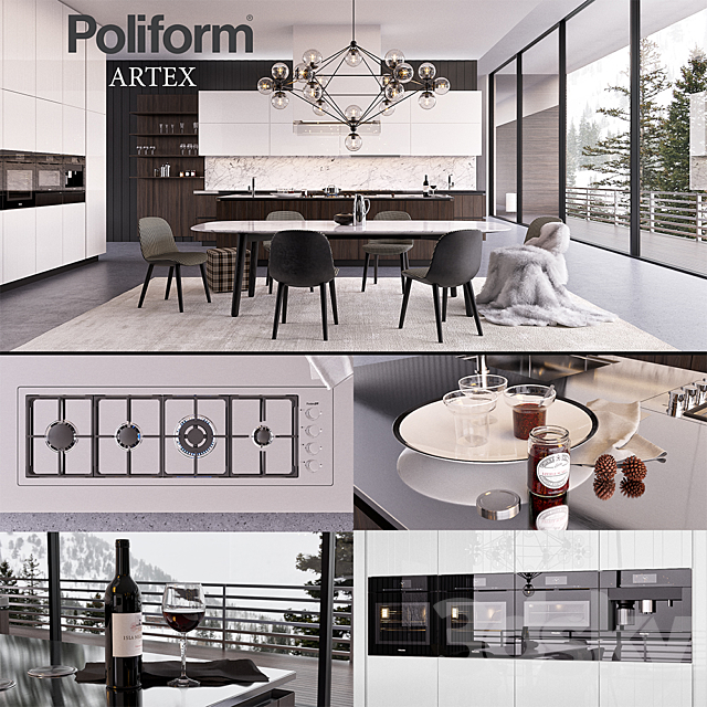 Kitchen Poliform Varenna Artex 3 (vray GGX. corona PBR) 3DSMax File - thumbnail 1