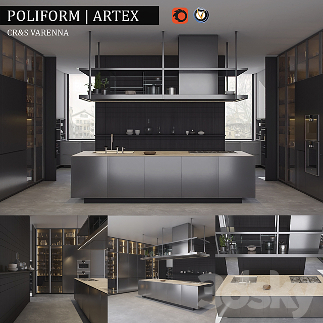 Kitchen Poliform Varenna Artex 3DSMax File - thumbnail 1