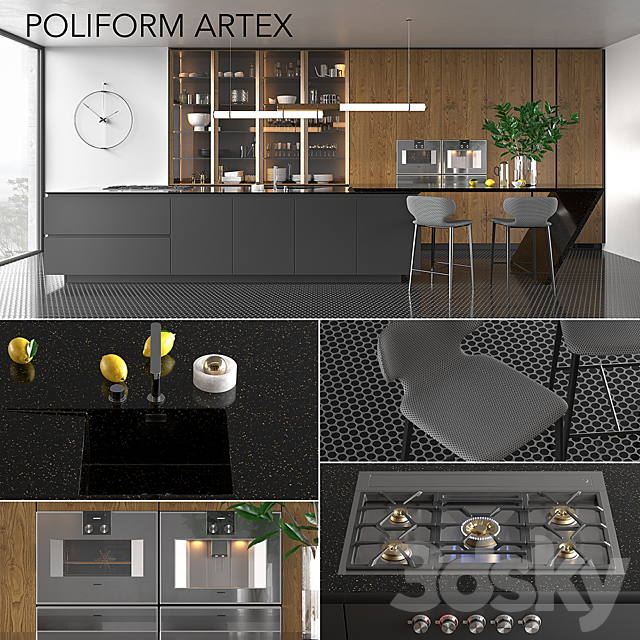 Kitchen Poliform Varenna Artex (vray GGX. corona PBR) 3DSMax File - thumbnail 1