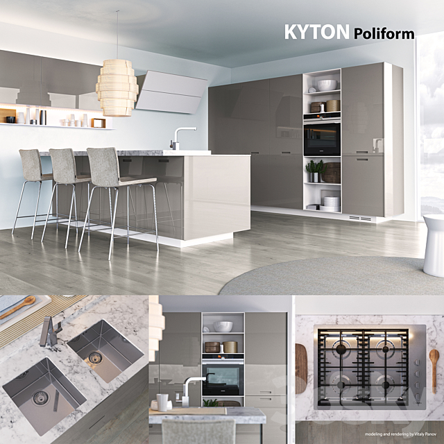 Kitchen Poliform Varenna Kyton 2 (vray corona) 3DS Max Model - thumbnail 1