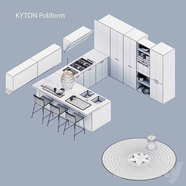 Kitchen Poliform Varenna Kyton 2 (vray corona) 3DS Max Model - thumbnail 3