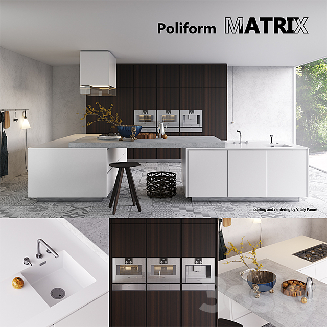 Kitchen Poliform Varenna Matrix (vray GGX. corona PBR) 3DSMax File - thumbnail 1