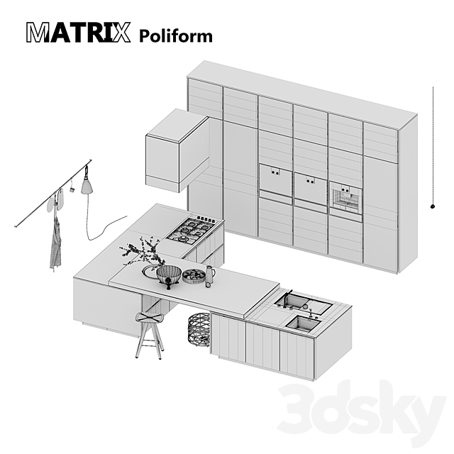 Kitchen Poliform Varenna Matrix (vray GGX. corona PBR) 3DSMax File - thumbnail 3