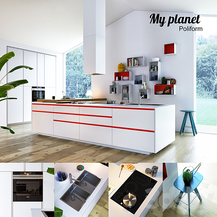 Kitchen Poliform Varenna My Planet 3 (vray corona) 3DS Max - thumbnail 1