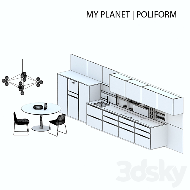 Kitchen Poliform Varenna My Planet 3DS Max Model - thumbnail 3