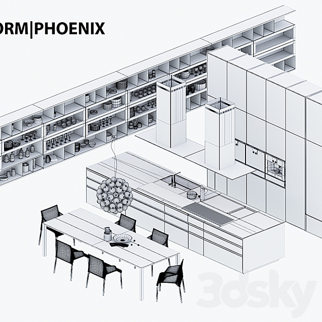 Kitchen Poliform Varenna Phoenix 2 (vray corona) 3DS Max Model - thumbnail 3