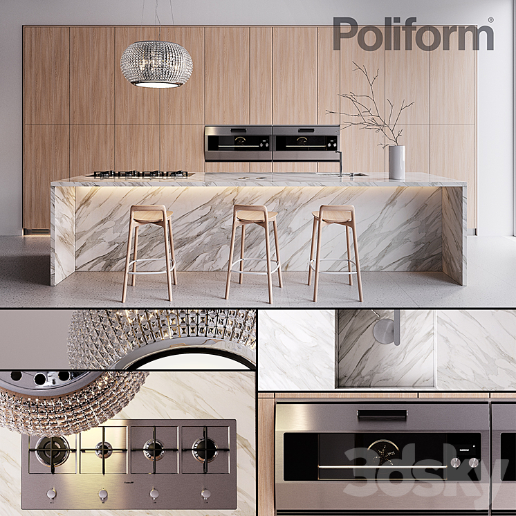 Kitchen Poliform Varenna Trail 2 (vray GGX corona PBR) 3DS Max - thumbnail 1