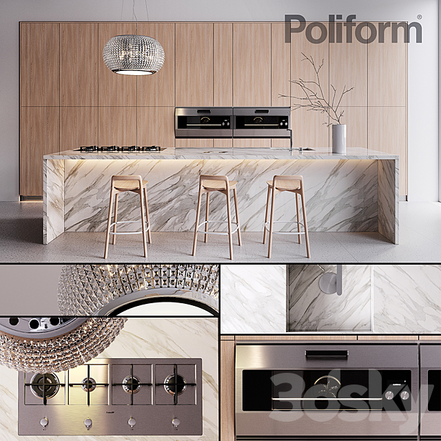 Kitchen Poliform Varenna Trail 2 (vray GGX. corona PBR) 3DSMax File - thumbnail 1