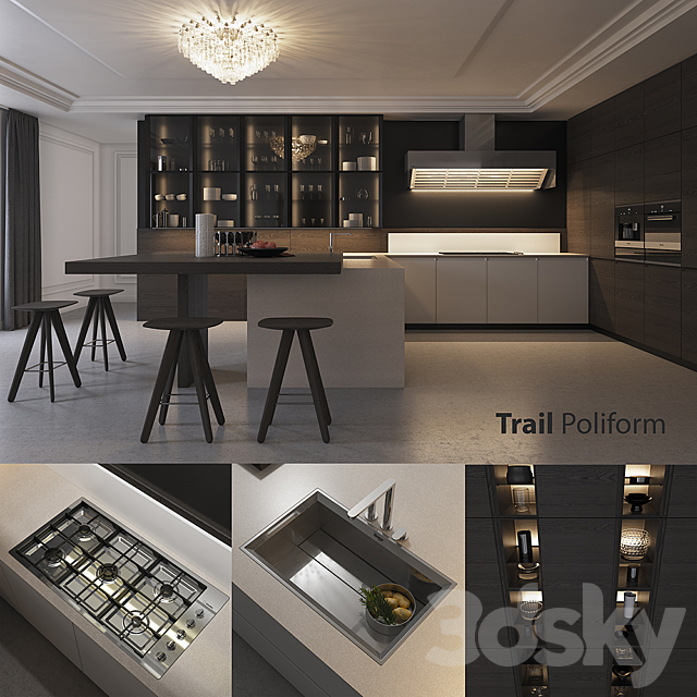 Kitchen Poliform Varenna Trail (vray corona) 3DS Max Model - thumbnail 1