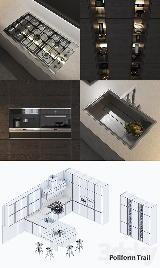 Kitchen Poliform Varenna Trail (vray corona) 3DS Max Model - thumbnail 3