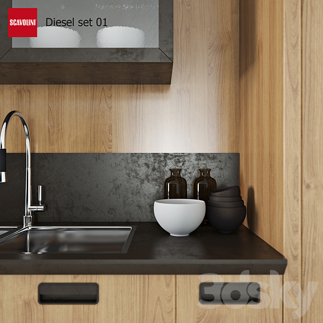 Kitchen Scavolini Diesel set 01 3DSMax File - thumbnail 3