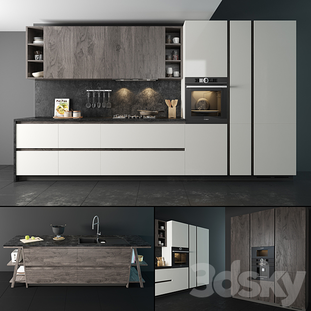 Kitchen set “Arredo3 Linea Plana”. 3DSMax File - thumbnail 1