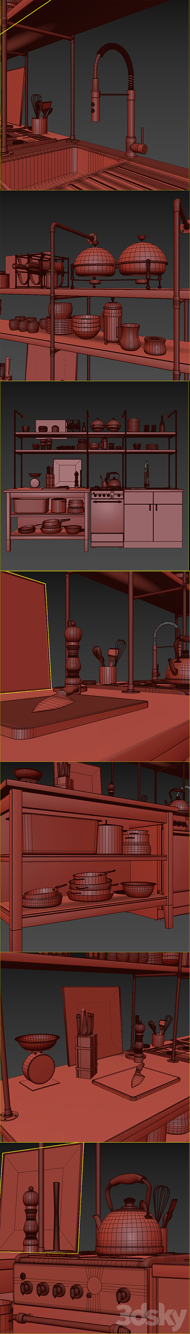 Kitchen set in a loft style 3DSMax File - thumbnail 3