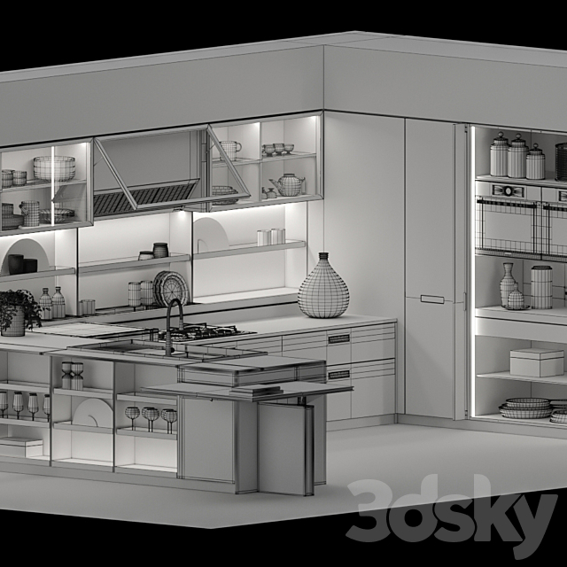 Kitchen SET01 3DS Max Model - thumbnail 3