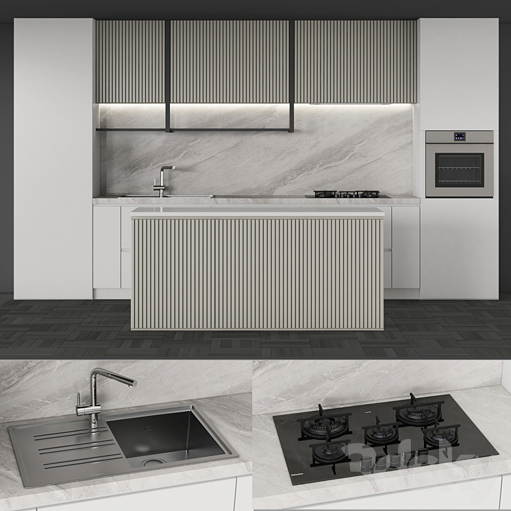 kitchen set02 3DS Max - thumbnail 1