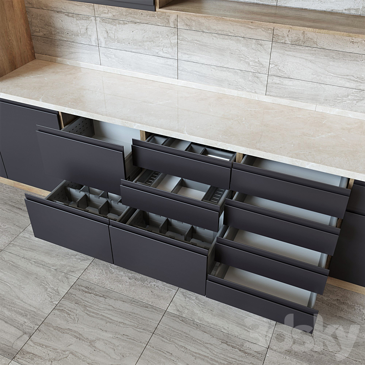 Kitchen units with accessories Blum 3DS Max - thumbnail 2