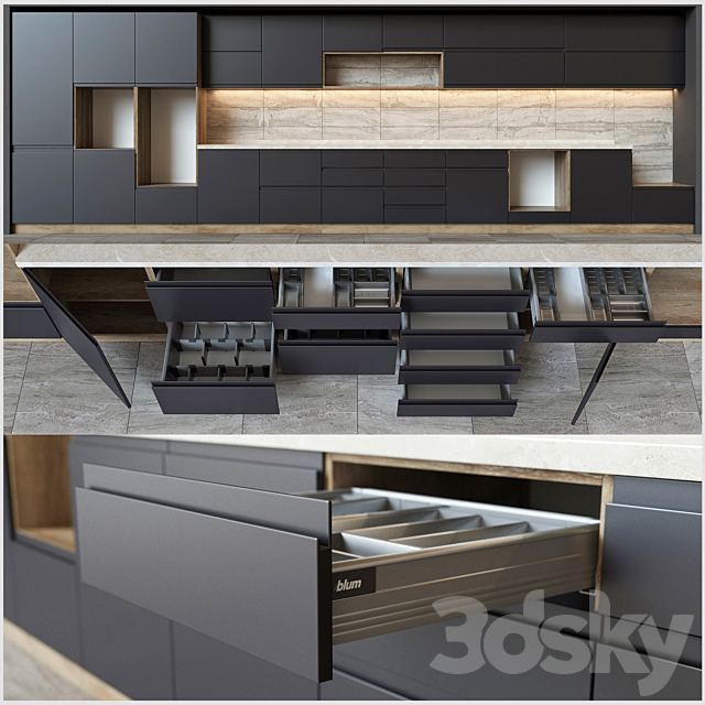 Kitchen units with accessories Blum 3DSMax File - thumbnail 1