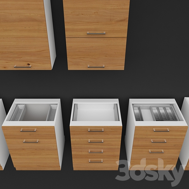 Kitchen units with fittings BLUM 3ds Max - thumbnail 2