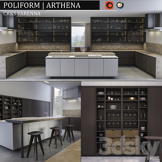 Kitchen Varenna Arthena 3DS Max Model - thumbnail 1