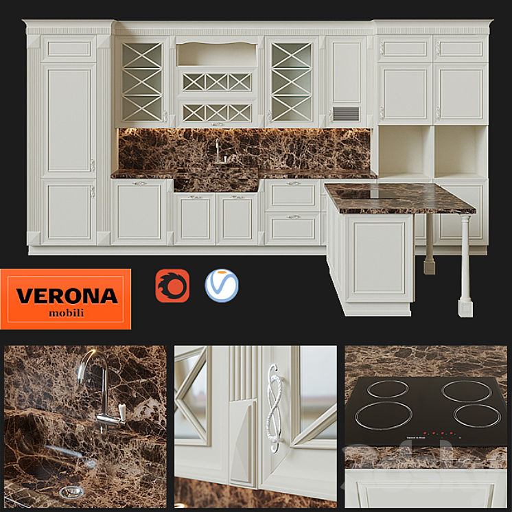 Kitchen Verona Unica 3DS Max - thumbnail 1