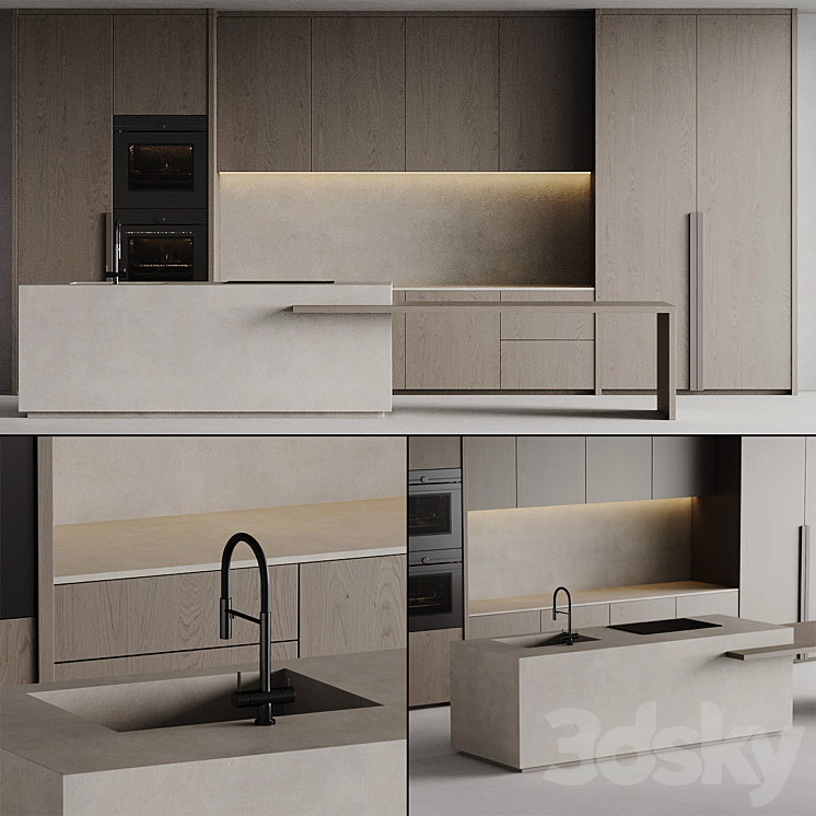 Kitchen with island 006 3DS Max Model - thumbnail 1