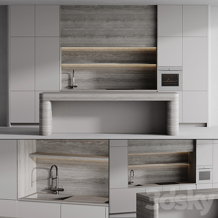 Kitchen with island 007 3DS Max Model - thumbnail 1