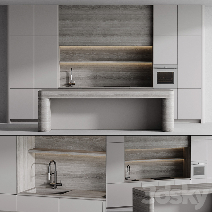 Kitchen with island 007 3DS Max - thumbnail 1