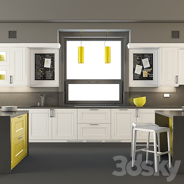 Kitchen with island 3DS Max Model - thumbnail 1