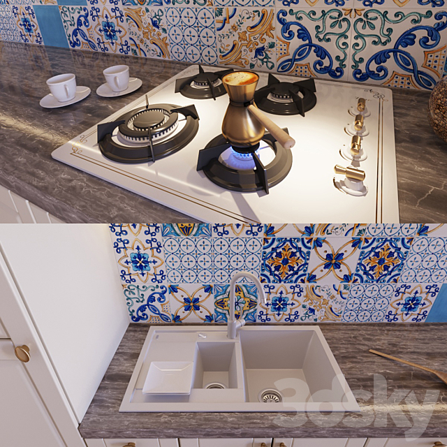 Kitchen with majolica 3DS Max Model - thumbnail 2