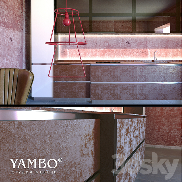 Kitchen with porcelain company Yambo 3DS Max Model - thumbnail 2