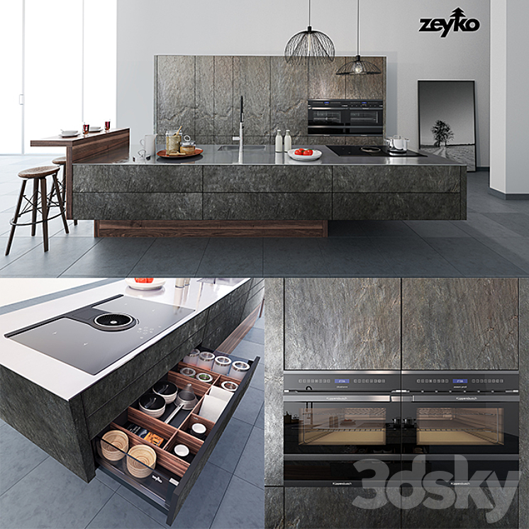 Kitchen Zeyko Forum Stone Oceangreen 3DS Max - thumbnail 1