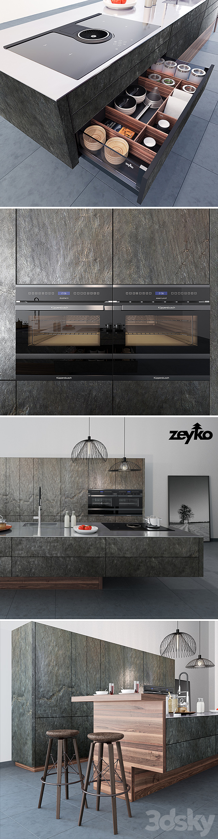 Kitchen Zeyko Forum Stone Oceangreen 3DS Max - thumbnail 2