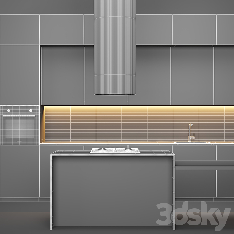 Modern black kitchen 3DS Max - thumbnail 2