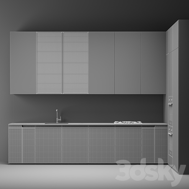 Modern black & white kitchen 3DS Max Model - thumbnail 2