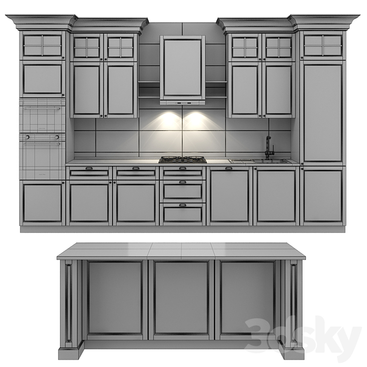 Modern Classic Kitchen 3DS Max - thumbnail 2