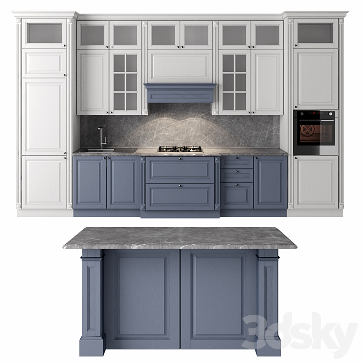 Modern Classic Kitchen 3DS Max - thumbnail 1