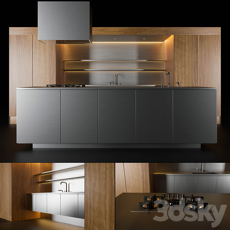 Modern kitchen 1 3DS Max Model - thumbnail 1