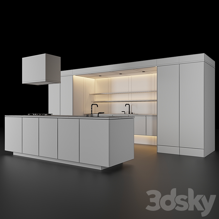 Modern kitchen 1 3DS Max Model - thumbnail 2
