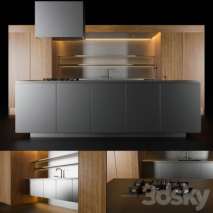 Modern kitchen 1 3DS Max - thumbnail 1